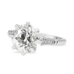 Platinum 3.06ct Old Cut Diamond Solitaire Ring