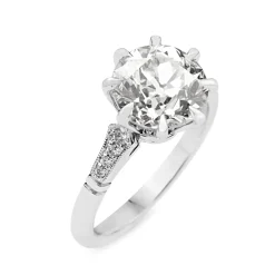 Platinum 3.06ct Old Cut Diamond Solitaire Ring