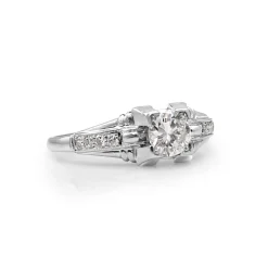 Platinum Deco Old Cut Diamond Ring