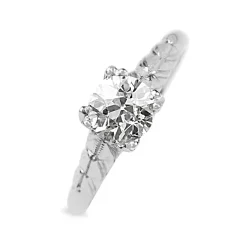 Platinum Deco Old Cut Diamond Solitaire Ring