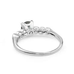 Platinum Deco Teal Sapphire and Diamond Ring