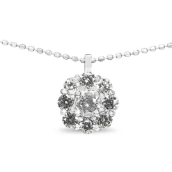 Platinum Diamond Cluster Necklace