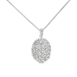 Platinum Diamond Cluster Necklace