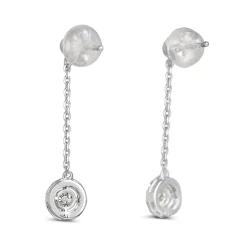 Platinum Drop Diamond Halo Earrings