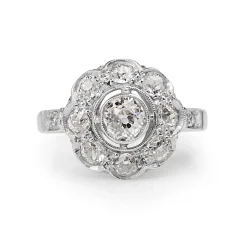 Platinum Edwardian Old Cut Diamond Daisy Ring