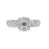 Platinum Emerald and Brilliant Cut Pavé Diamond Ring