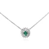 Platinum Emerald and Diamond Double Halo Necklace