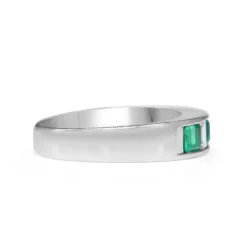 Platinum Emerald and Diamond 5 Stone Ring