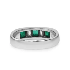 Platinum Emerald and Diamond 5 Stone Ring