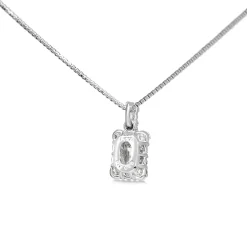 Platinum Emerald and Round Cut Diamond Halo Necklace