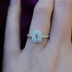 Platinum Emerald Cut Diamond Halo Ring