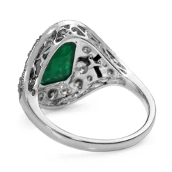 Platinum Emerald, Enamel and Diamond Deco Style Ring