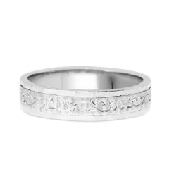 Platinum Engraved 4.2mm Band Ring