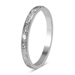 Platinum Engraved Wedding Band Ring