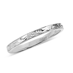 Platinum Engraved Wedding Band Ring