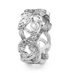 Platinum Floral Pierced Out Engraved Band