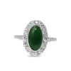 Platinum Jade and Diamond Halo Ring