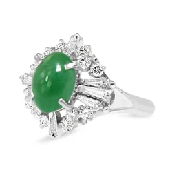 Platinum Jade and Diamond Vintage Ballerina Ring