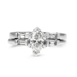 Platinum Marquise Diamond Ring Set