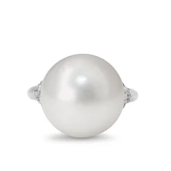 Platinum 14mm South Sea Pearl and Diamond Ring