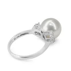 Platinum 10mm South Sea Pearl and Diamond Ring