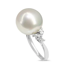Platinum 13.5mm South Sea Pearl and Diamond Ring