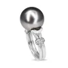 Platinum 14mm Tahitian Pearl and Diamond Ring
