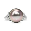 Platinum 11.6mm Tahitian Pearl and Diamond Ring