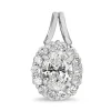 Platinum Oval Diamond Halo Necklace