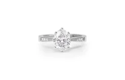 Platinum Oval Solitaire Diamond Ring