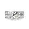 Platinum Princess Cut Diamond Solitaire Ring With Matching Band - Ring Set