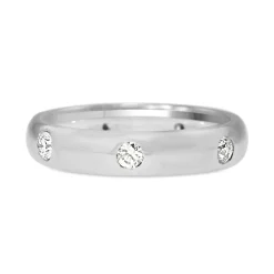 Platinum Rubbed in Diamond Set Band Ring