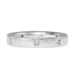 Platinum Rubbed in Princess Cut Diamond Band Ring