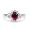 Platinum Ruby and Diamond Cluster Ring