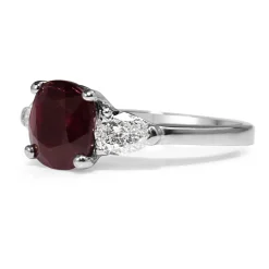 Platinum Ruby and Diamond 3 Stone Ring