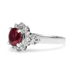 Platinum Ruby and Diamond Cluster Ring