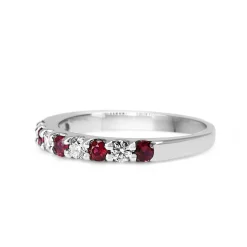 Platinum Ruby and Diamond Band Ring