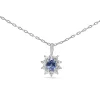 Platinum Sapphire and Diamond Halo Necklace