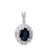 Platinum Sapphire and Diamond Halo Necklace