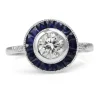 Platinum Sapphire and Diamond Art Deco Style Target Ring