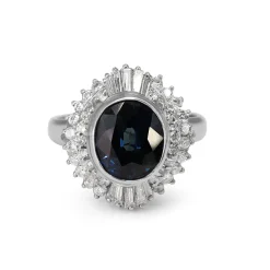 Platinum Sapphire and Diamond Ballerina Style Ring