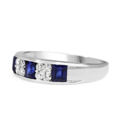 Platinum Sapphire and Diamond Band Ring