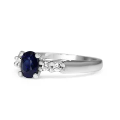 Platinum Sapphire and Diamond 5 Stone Ring