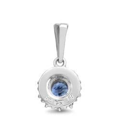 Platinum Sapphire and Diamond Halo Pendant