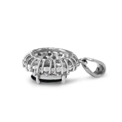 Platinum Sapphire and Diamond Halo Necklace