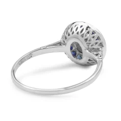Platinum Sapphire and Diamond Art Deco Style Target Ring