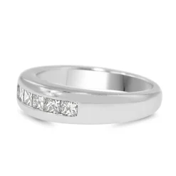 Platinum Thick Channel Set Princess Cut Diamond Band Ring