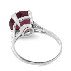 Platinum Treated Ruby and Diamond Solitaire Ring