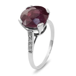 Platinum Treated Ruby and Diamond Solitaire Ring