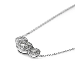 Platinum Triple Diamond Halo Necklace